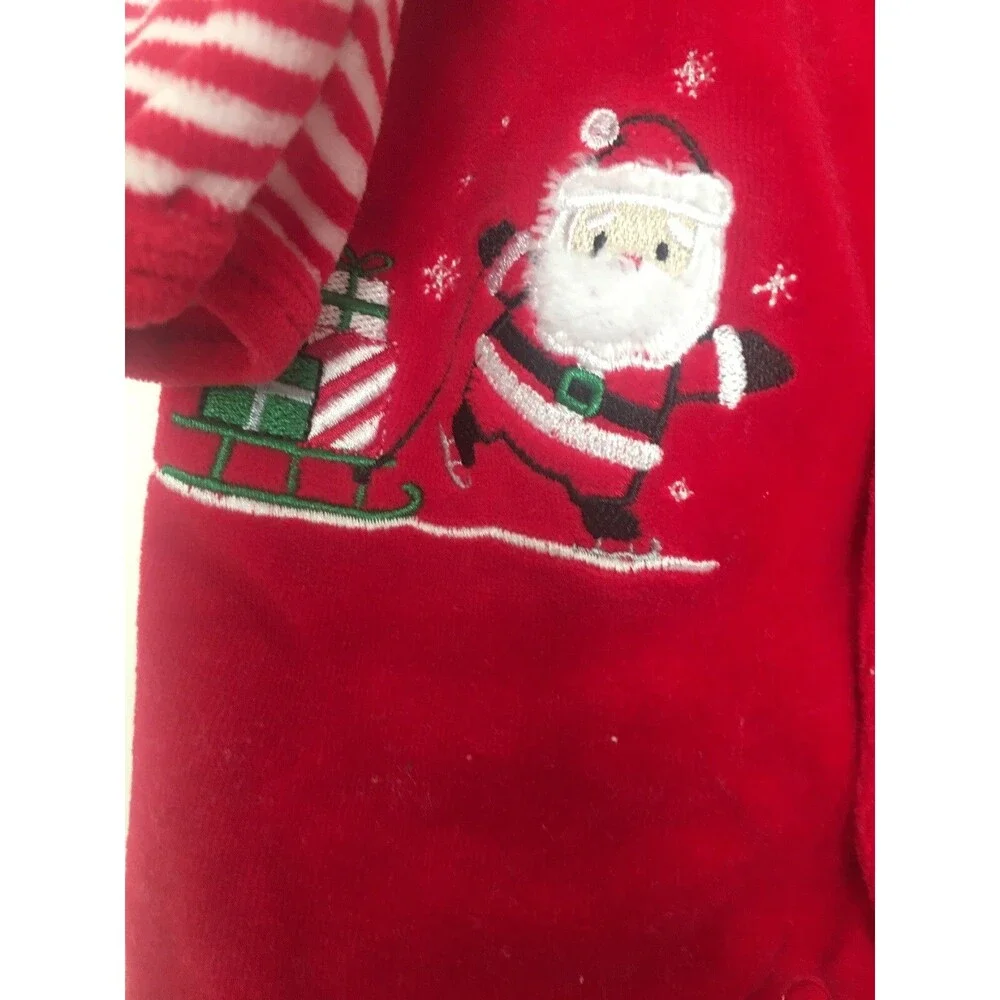 Baby Unisex Velour Footed Pajamas PaySuit My First Christmas Size 6 Months